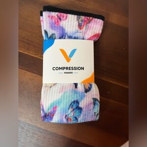 Viasox Butterfly Compression Socks M/L Women 10-13 Colorful Tie Dye Print NEW
